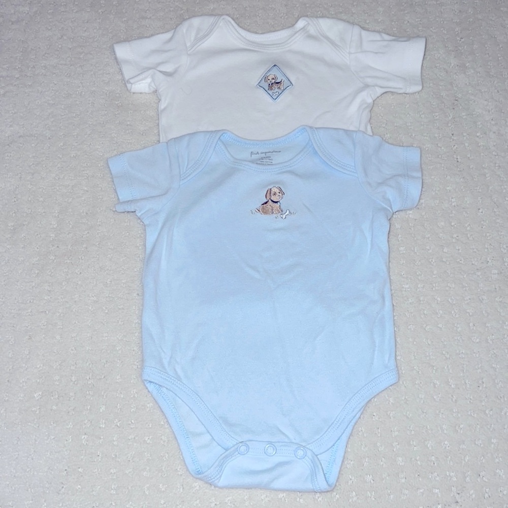 Set of 2 Puppy Appliqué 3-6 Onesies 🐶